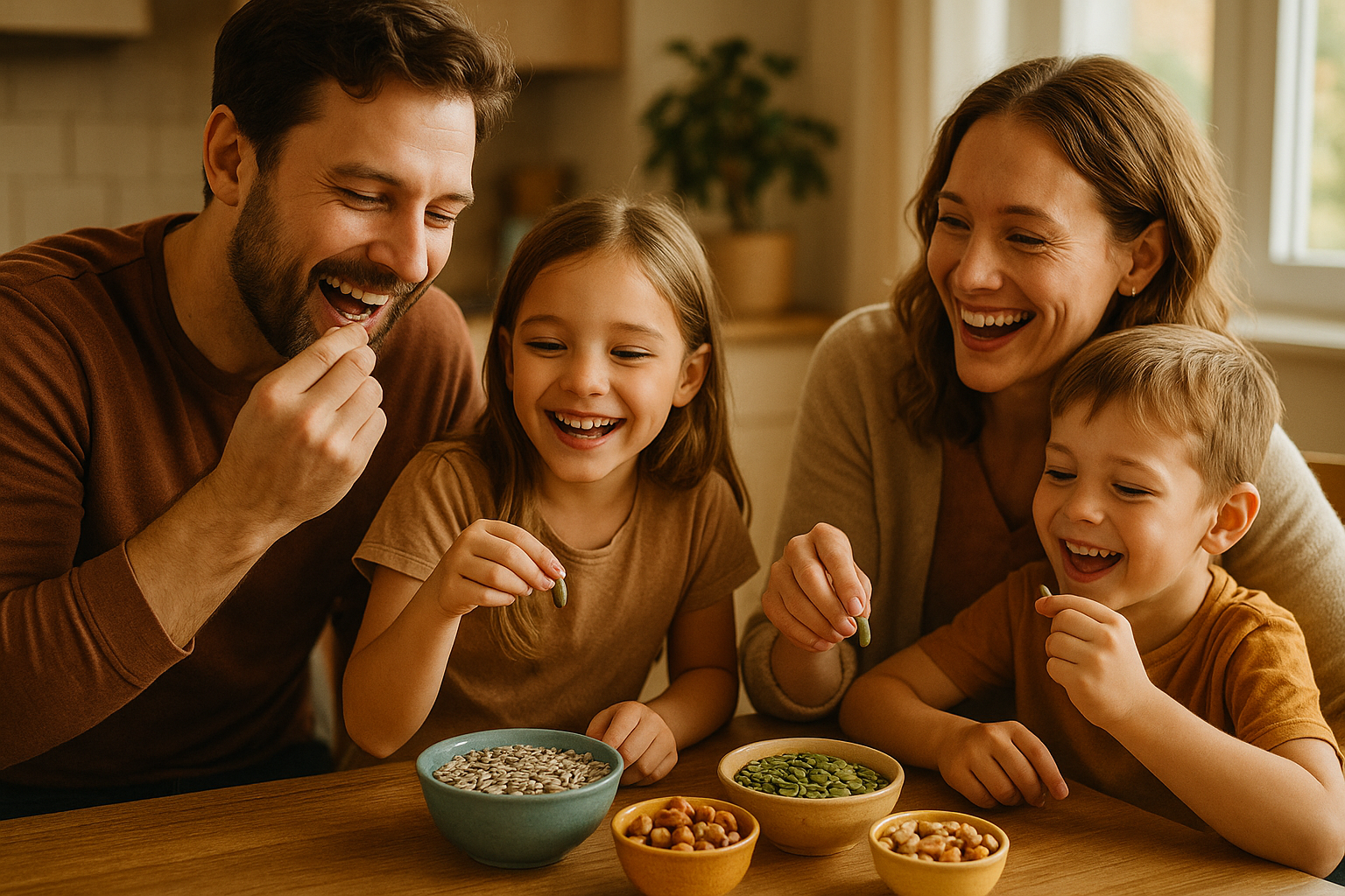 Lifestyle image (family enjoying seeds snack)