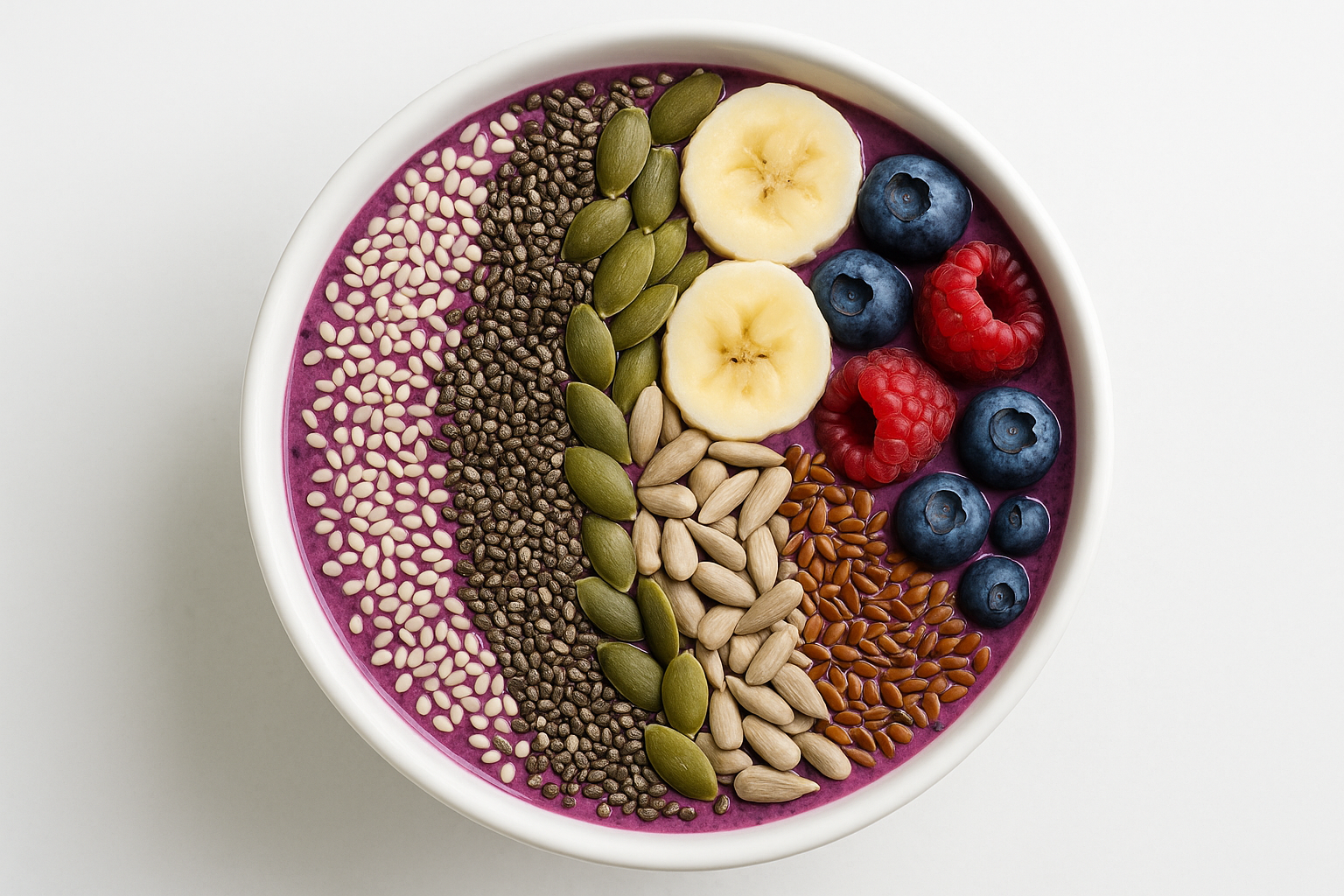 Seeds in a smoothie bowl
